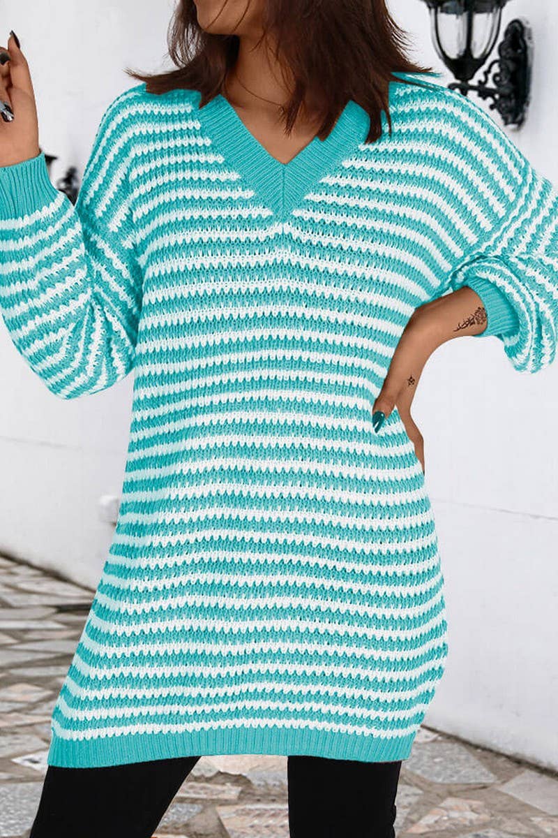 Striped cutout sweater dress knit dress