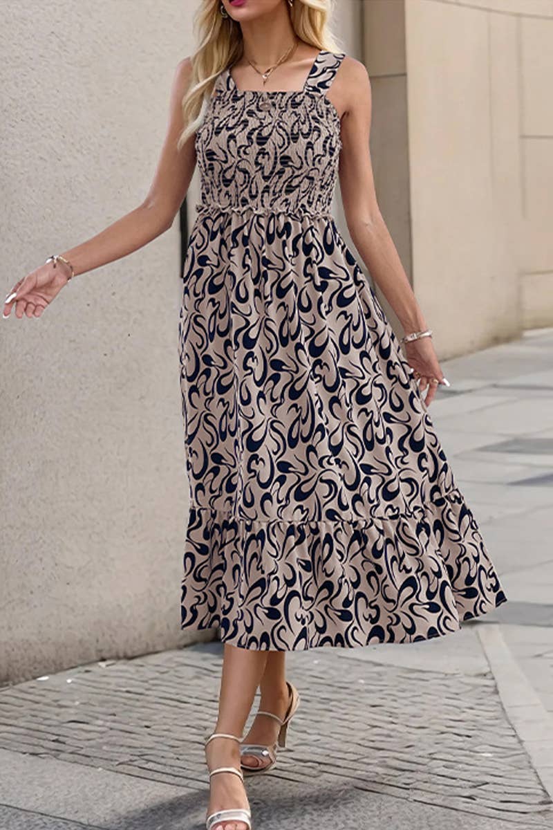 CWDHL0659_SUMMER GEOMETRIC PRINT SLING DRESS