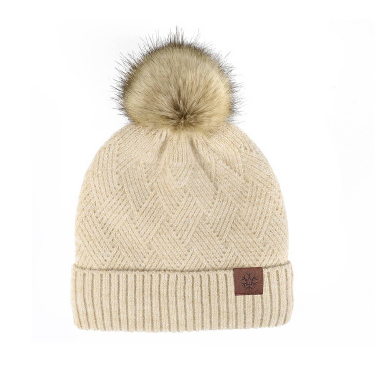 WINTER DOUBLE PLUSH BALL KNITTED HAT FOR WOMEN_CWAH2456