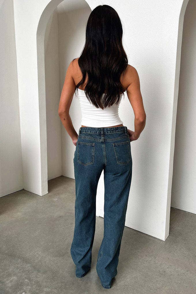 STYLISH RETRO STRAIGHT-LEG BAGGY DENIM PANTS