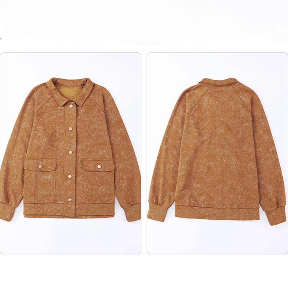 Vintage washed woolen coat with folded collar