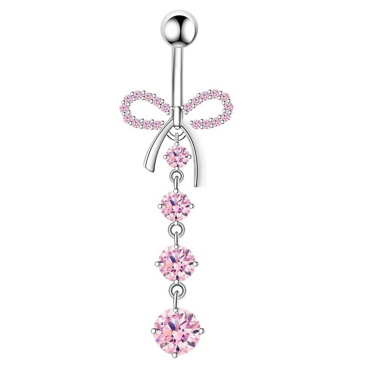 Bowknot Belly Ring Micro CZ Dangle Piercing_CWMM9312
