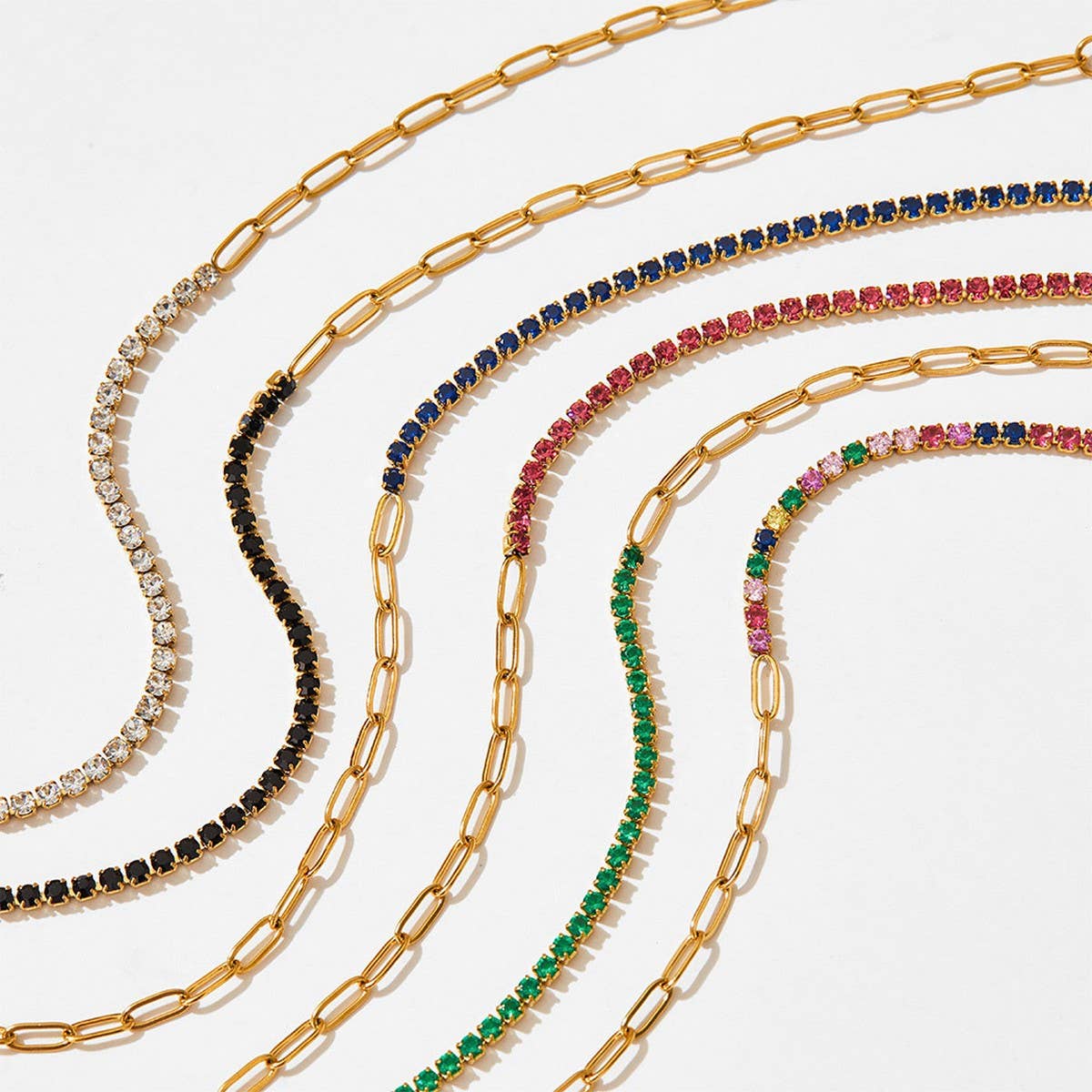 Solid Color Zirconia Stainless Steel Bracelet_CWMM5702