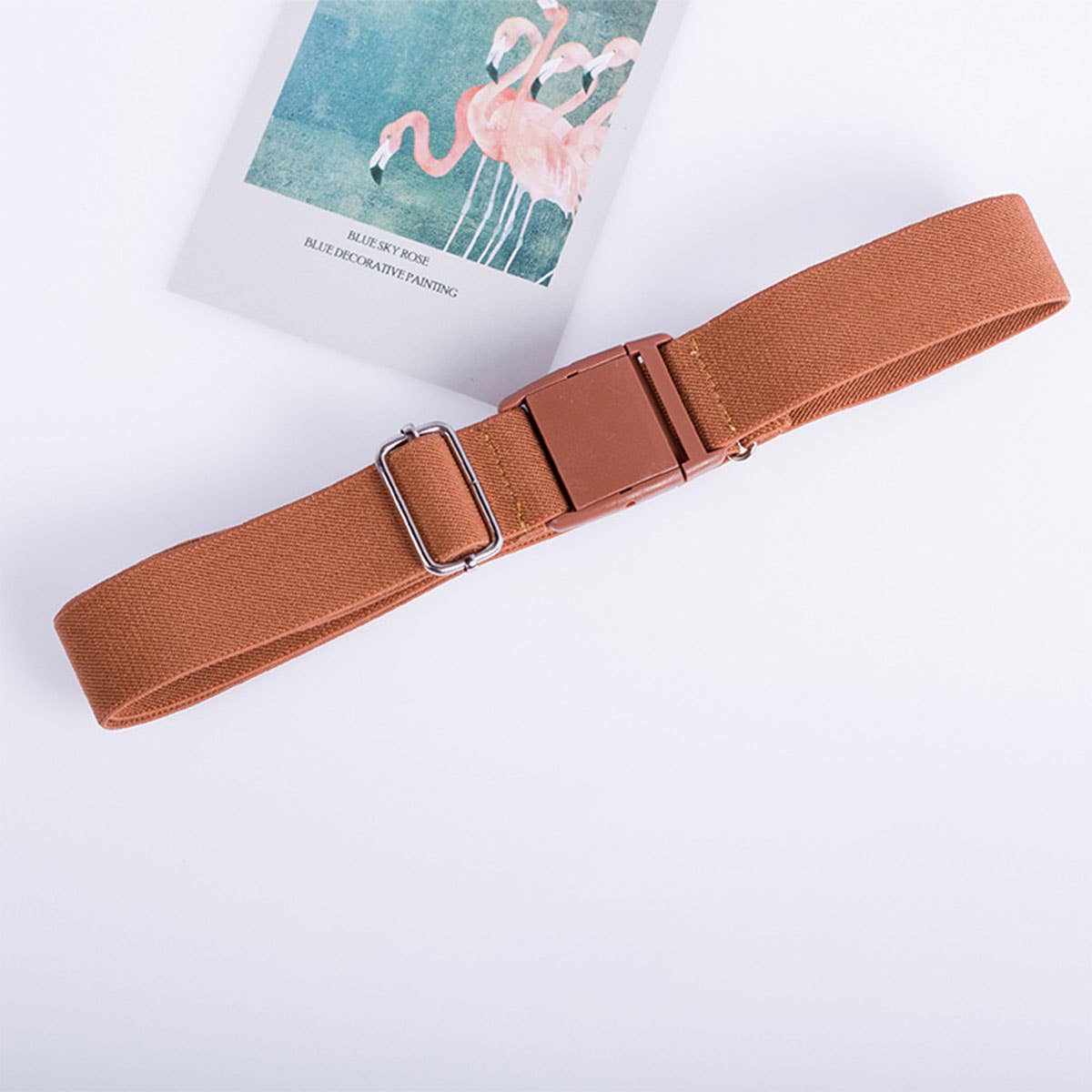 SOLID COLOR PLASTIC BUCKLE ELASTIC BELT_CWABE0681