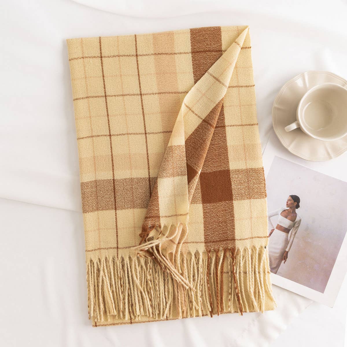 Plaid Scarf - Soft Faux Cashmere Winter Neck Wrap_CWASC0444