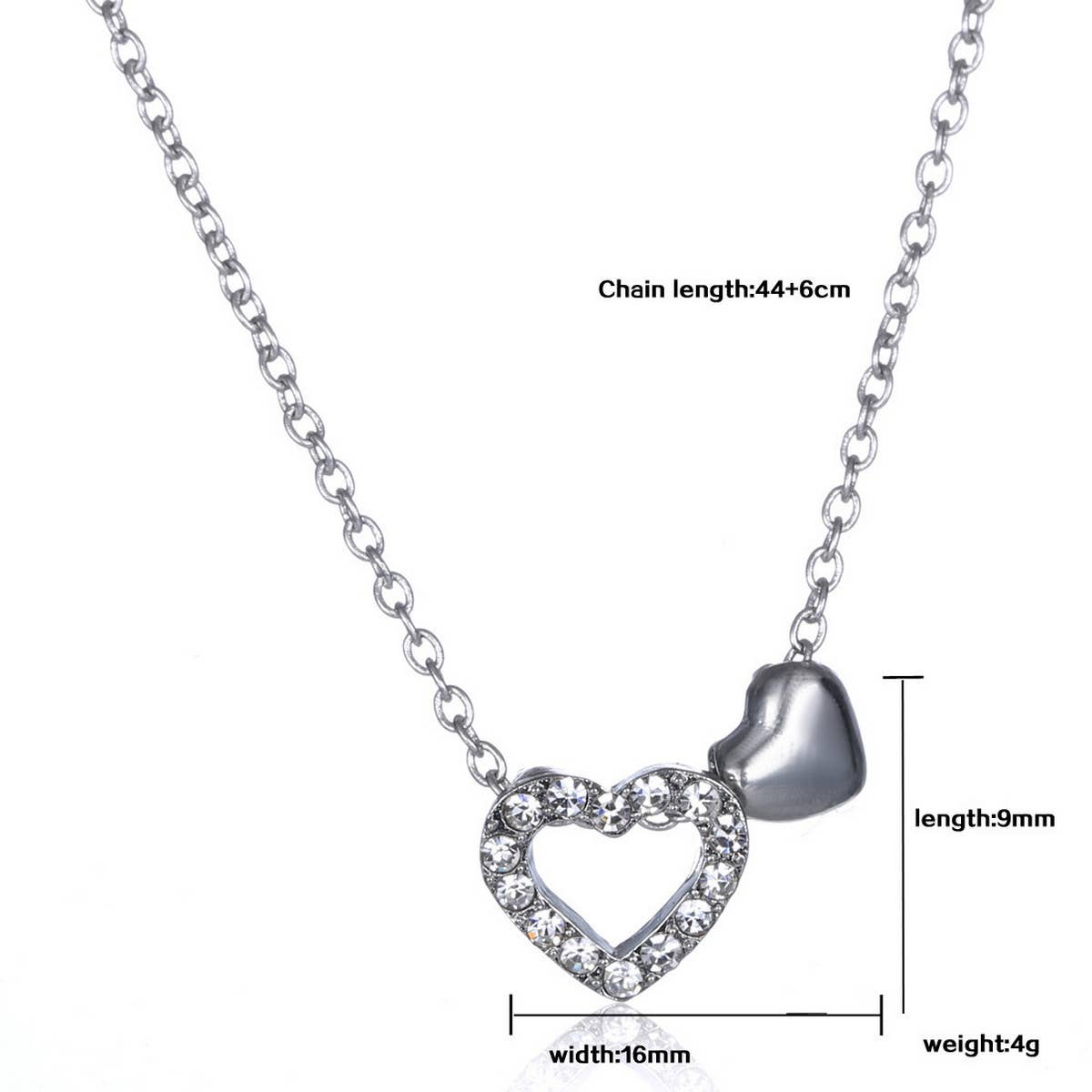 PAPER CARD DIAMOND HOLLOW HEART NECKLACE_CWAJE2437