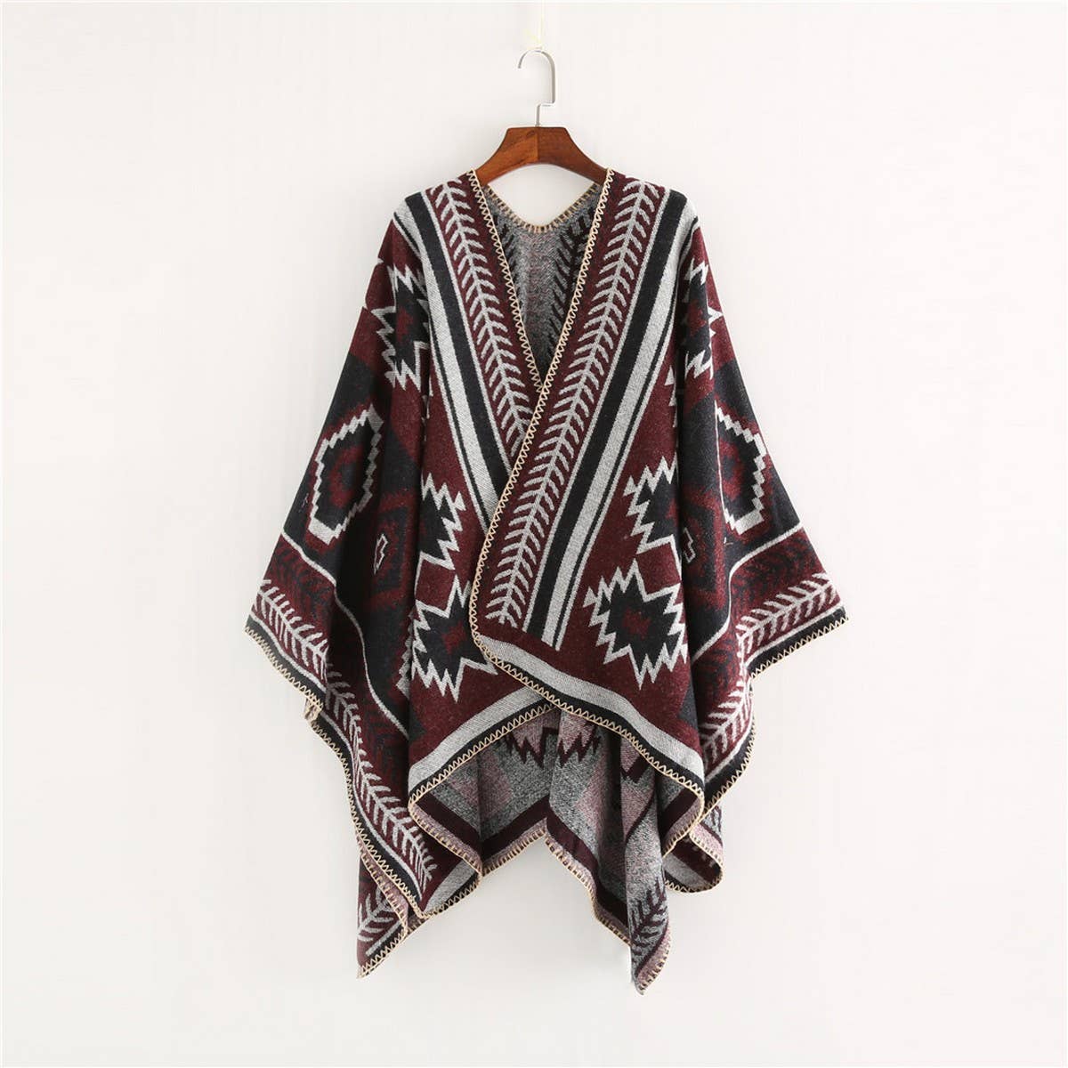 CROSS DIAMOND GEOMETRIC PATTERN CASHMERE SHAWL