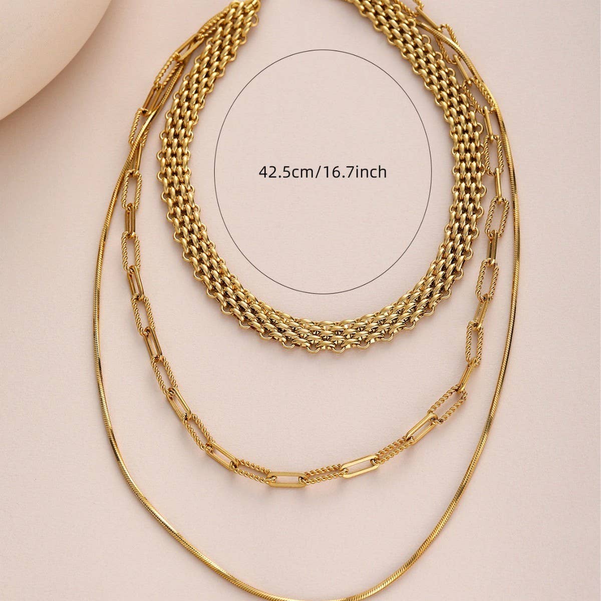 MULTI-LAYERED 18K GOLD-PLATED NECKLACE