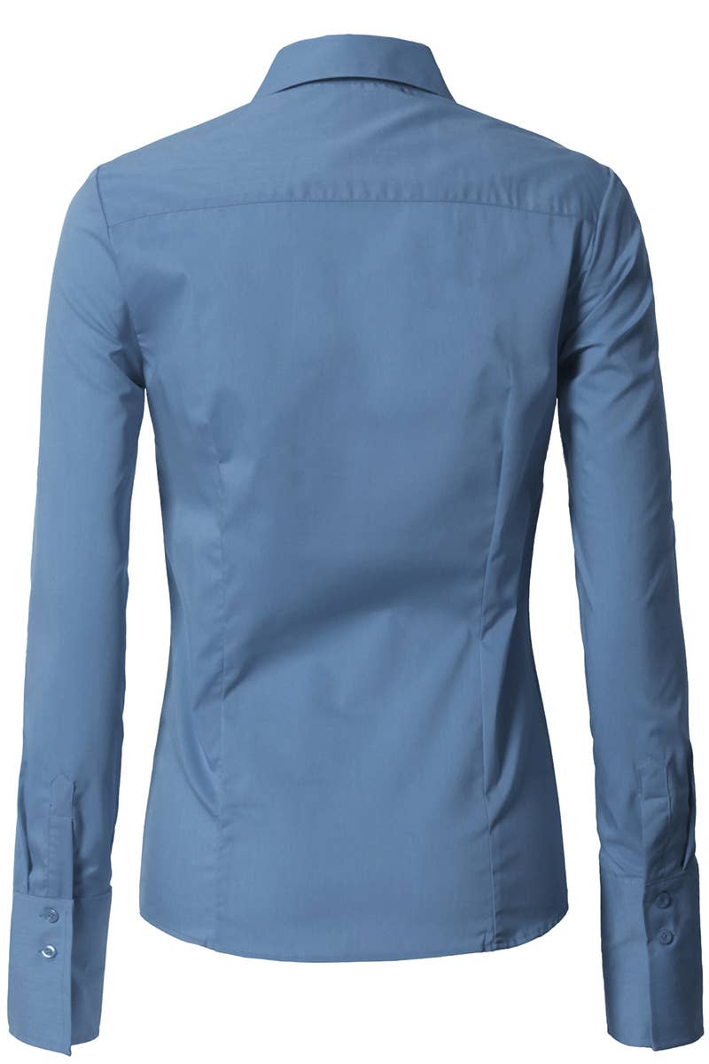 LADIES CASUAL LONG SLEEVE BUTTON UP SHIRT_CWTDSL027