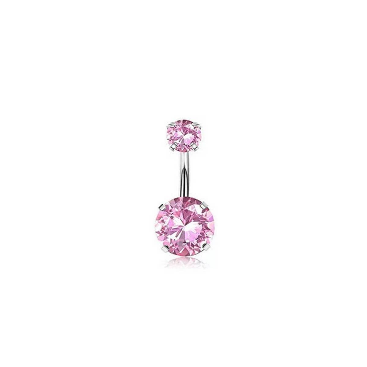 Double CZ Ball Belly Ring ? Prong Set Design