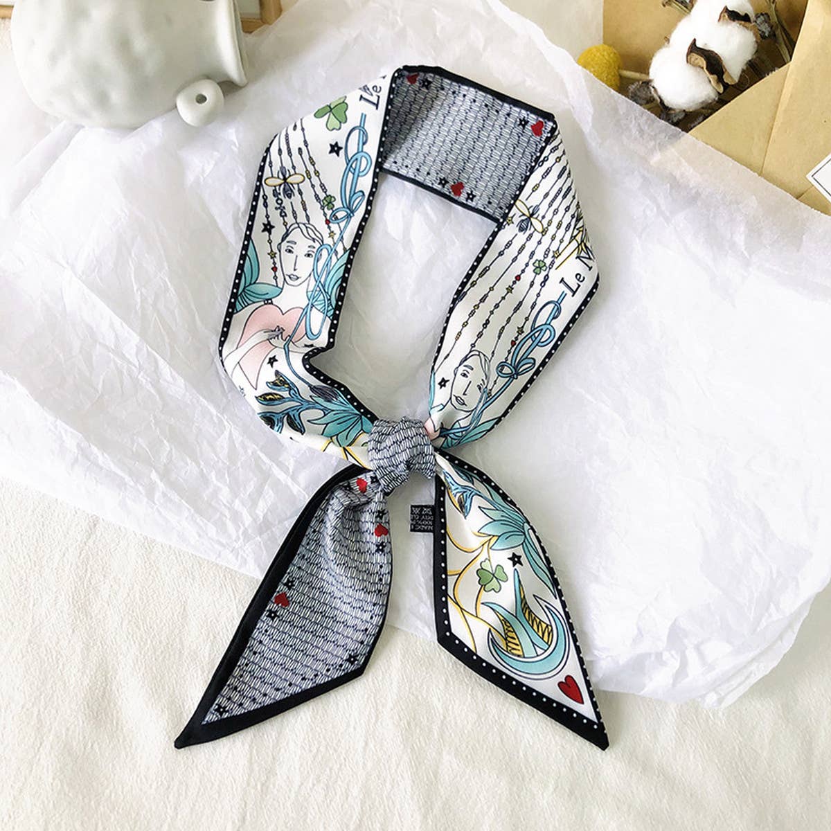 Mystic Tarot Pattern Long Ribbon Neck Hair Tie