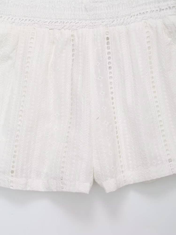 Fashionable openwork embroidered casual shorts