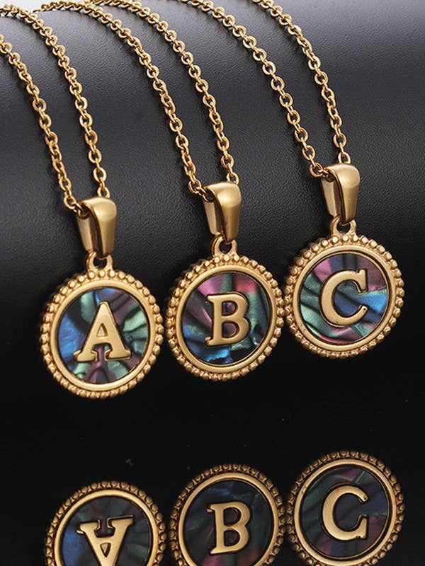 SIMPLE ROUND ALPHABET INITIALS PENDANT NECKLACE_CWAJE215