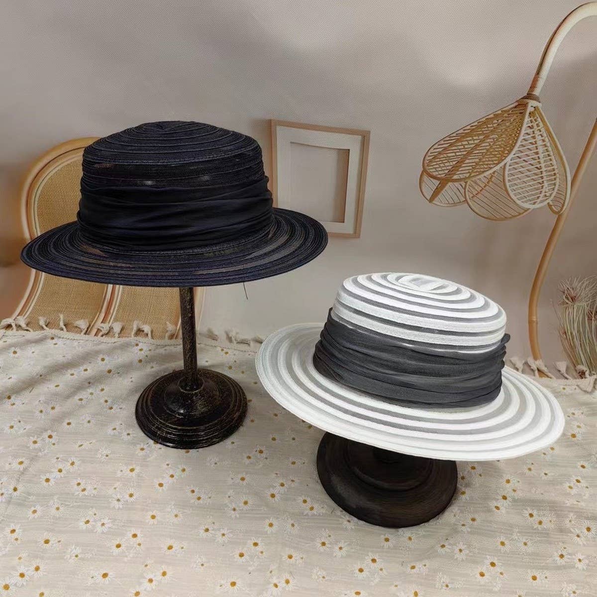 Summer fashion sun protection flat top sun hat_CWAH3559