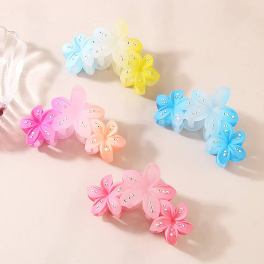 Gradient Rhinestone Egg Flower Hair Claw Clips