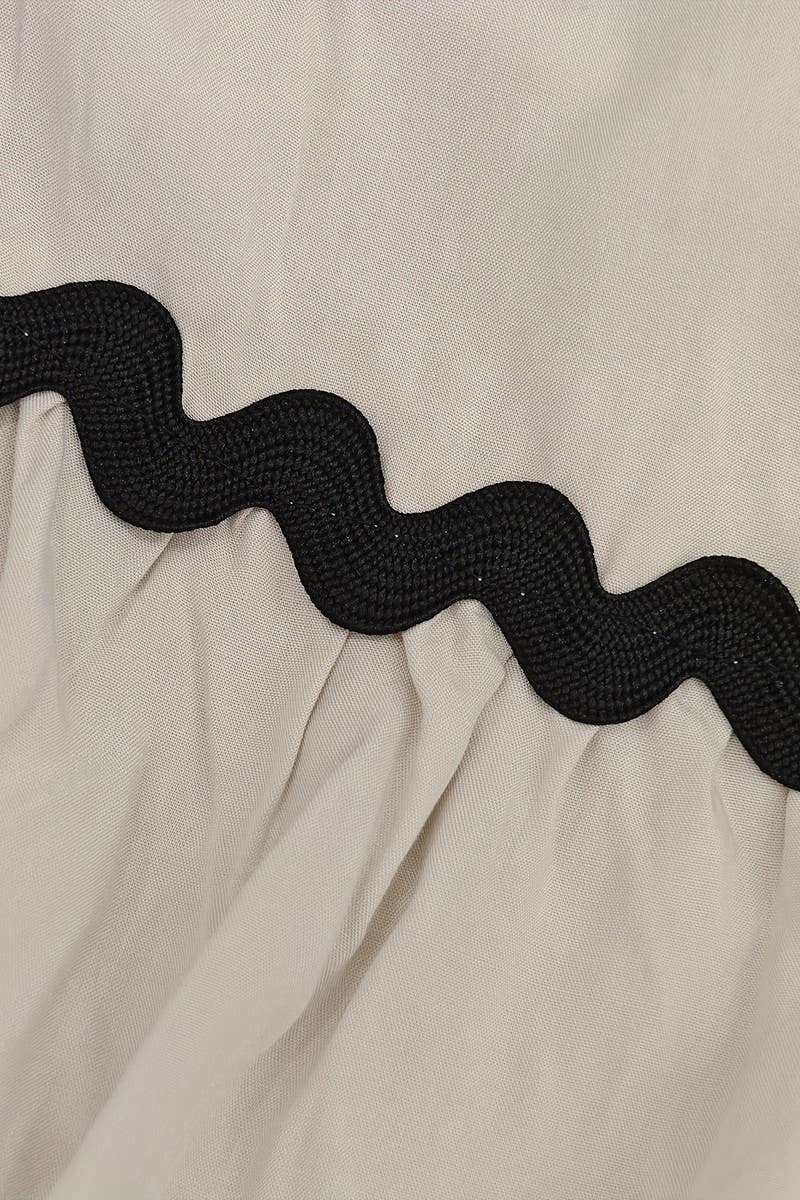 CWDMD4885_RUFFLED HIGH WAIST WAVY EDGE LAYERED DRESS