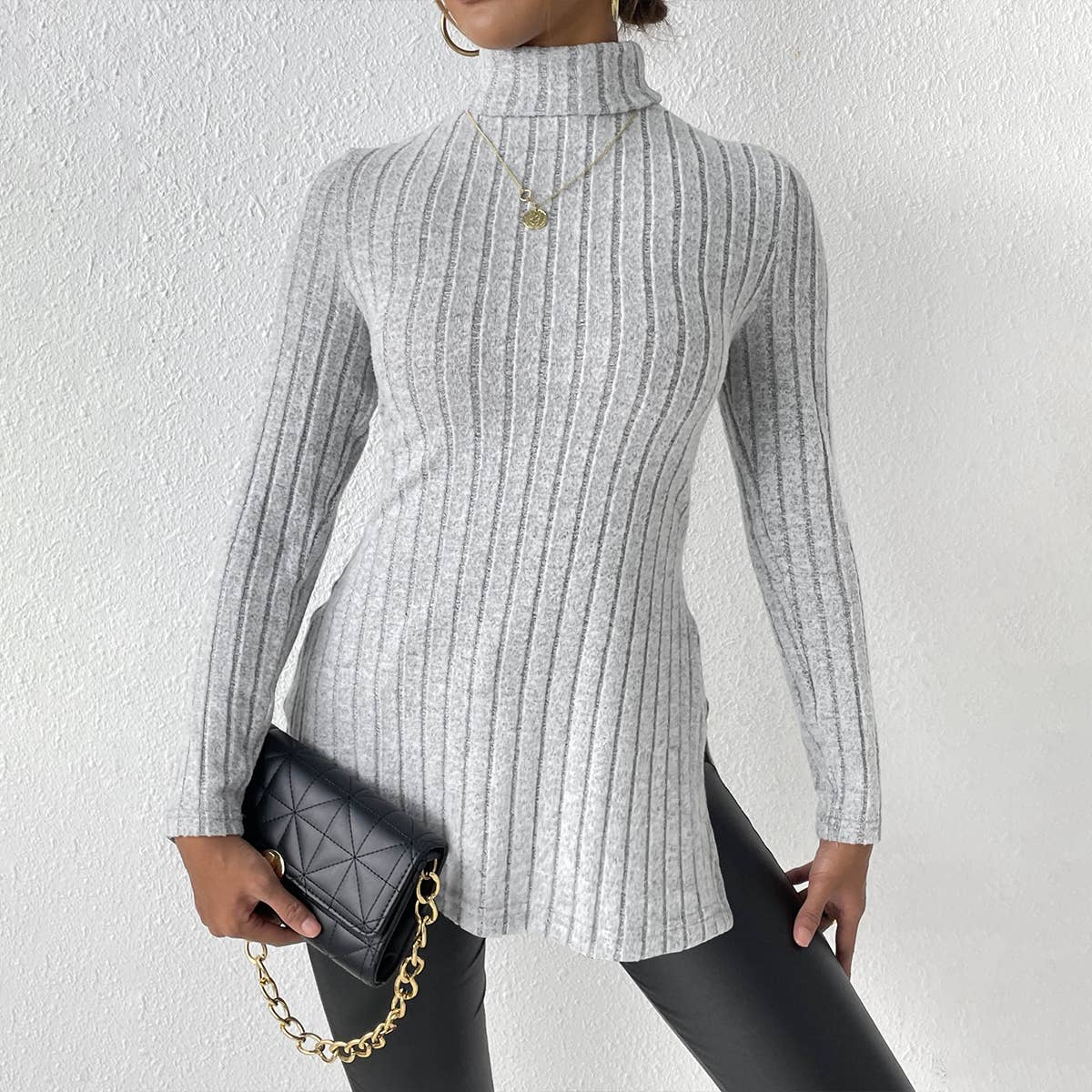 SLIM-FIT MID-LENGTH SWEATER SLIT PIT STRIPES