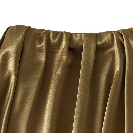 SATIN DRAPE MAXI SKIRT A-LINE SKIRT