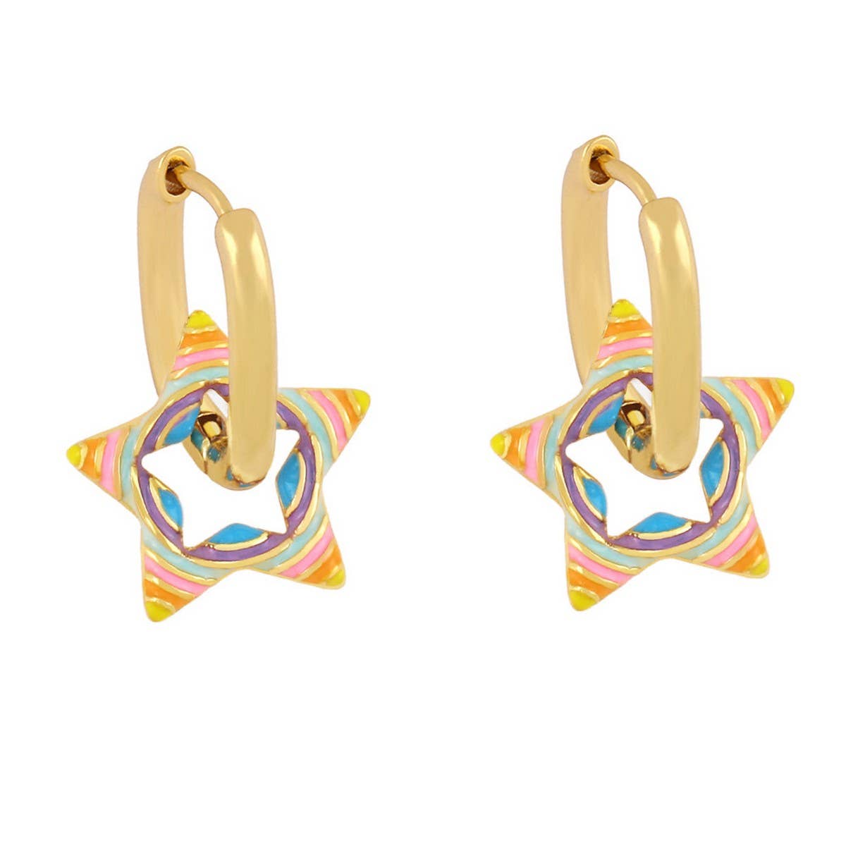 COLORFUL OIL DROP STAR SHAPED EARRINGS