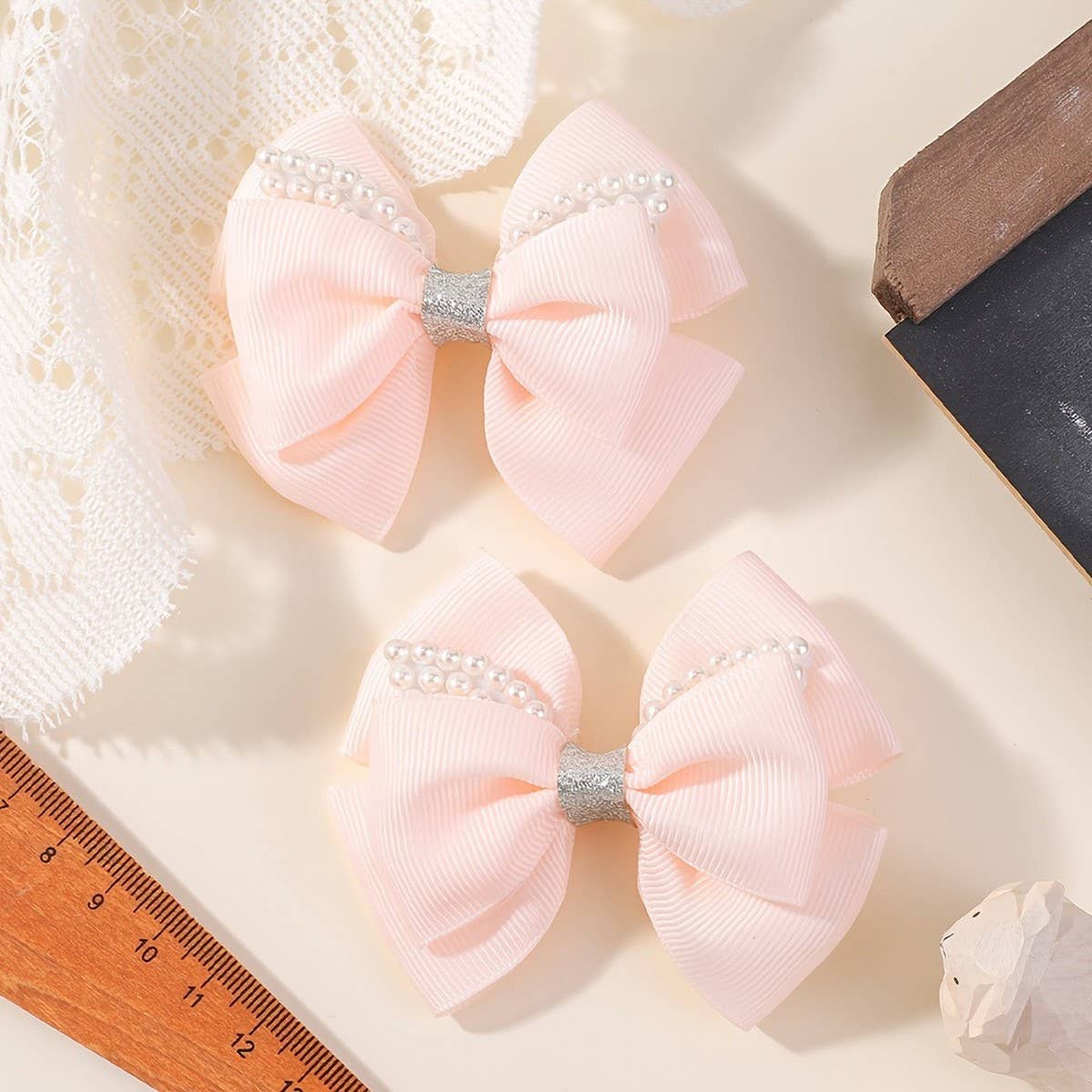 Handmade Glitter Bow Hair Clip Set for Girls