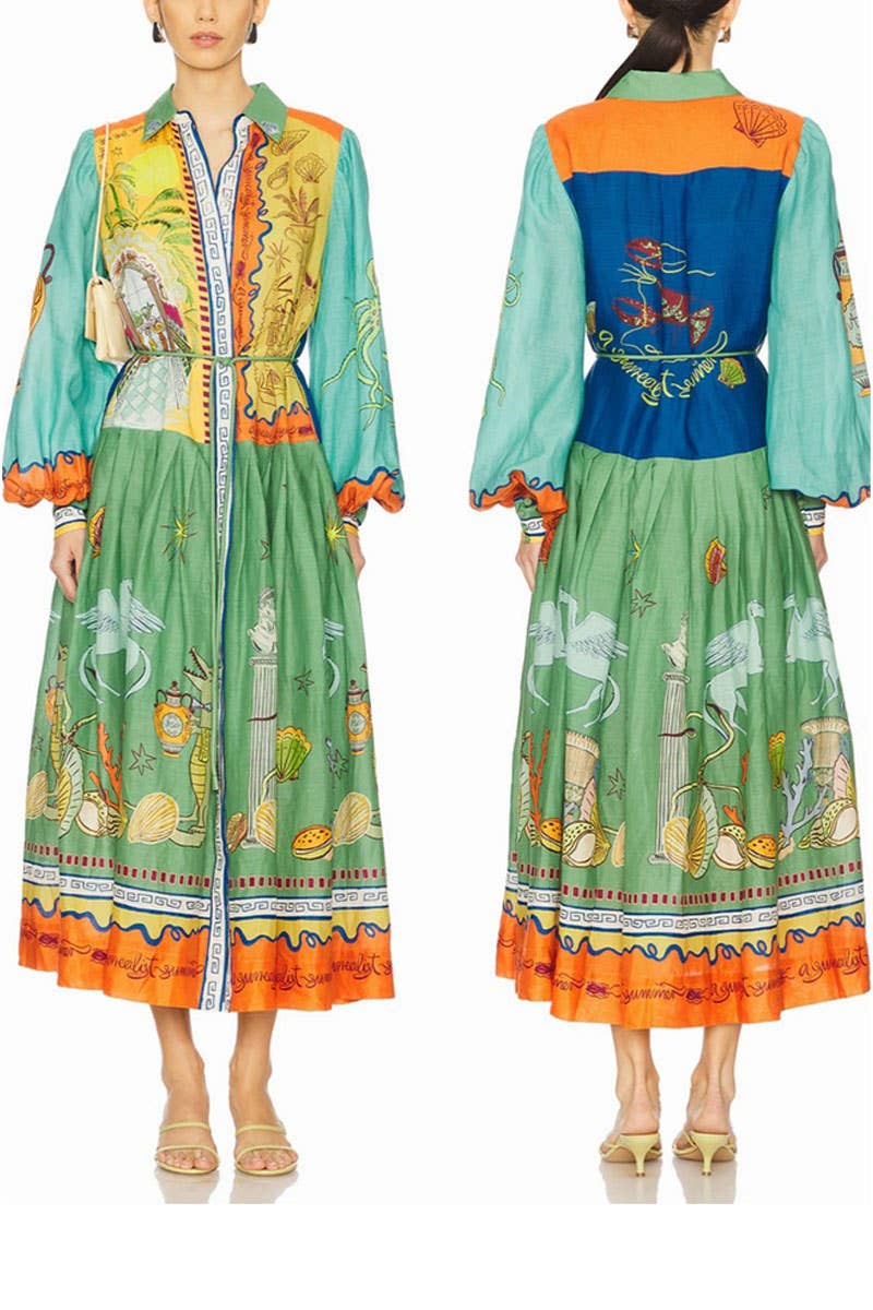 CWDMD5724_FASHION PERSONALITY CASUAL LOOSE PUFF SLEEVE DRESS