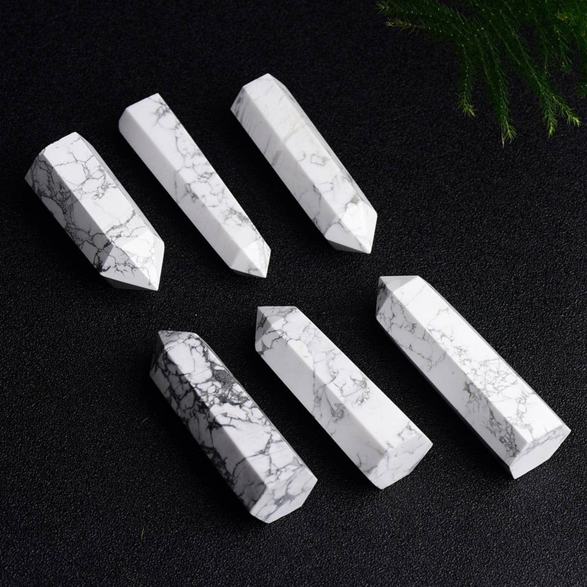 Natural White Turquoise Hex Crystal Tower