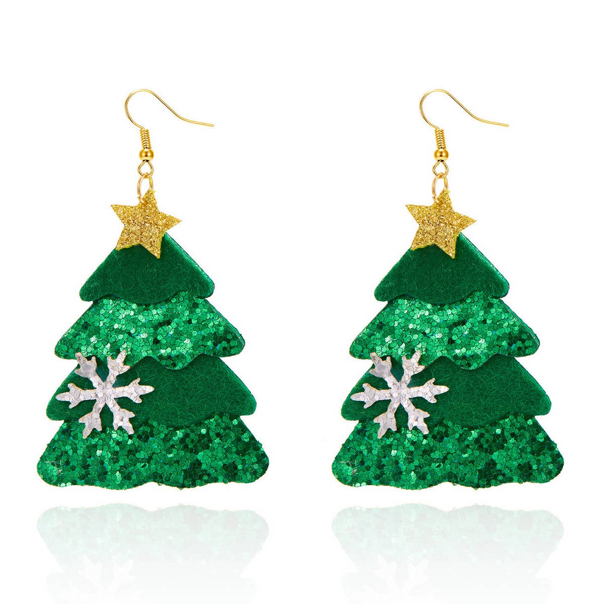 CHRISTMAS TREE SNOWFLAKE EARRINGS