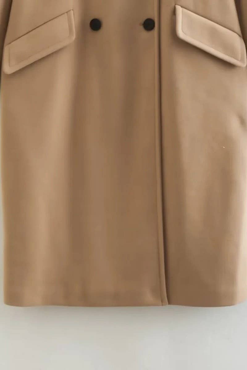 CWOCO1079_SOLID COLOR MID-LENGTH TRENCH COAT WOOLEN COAT