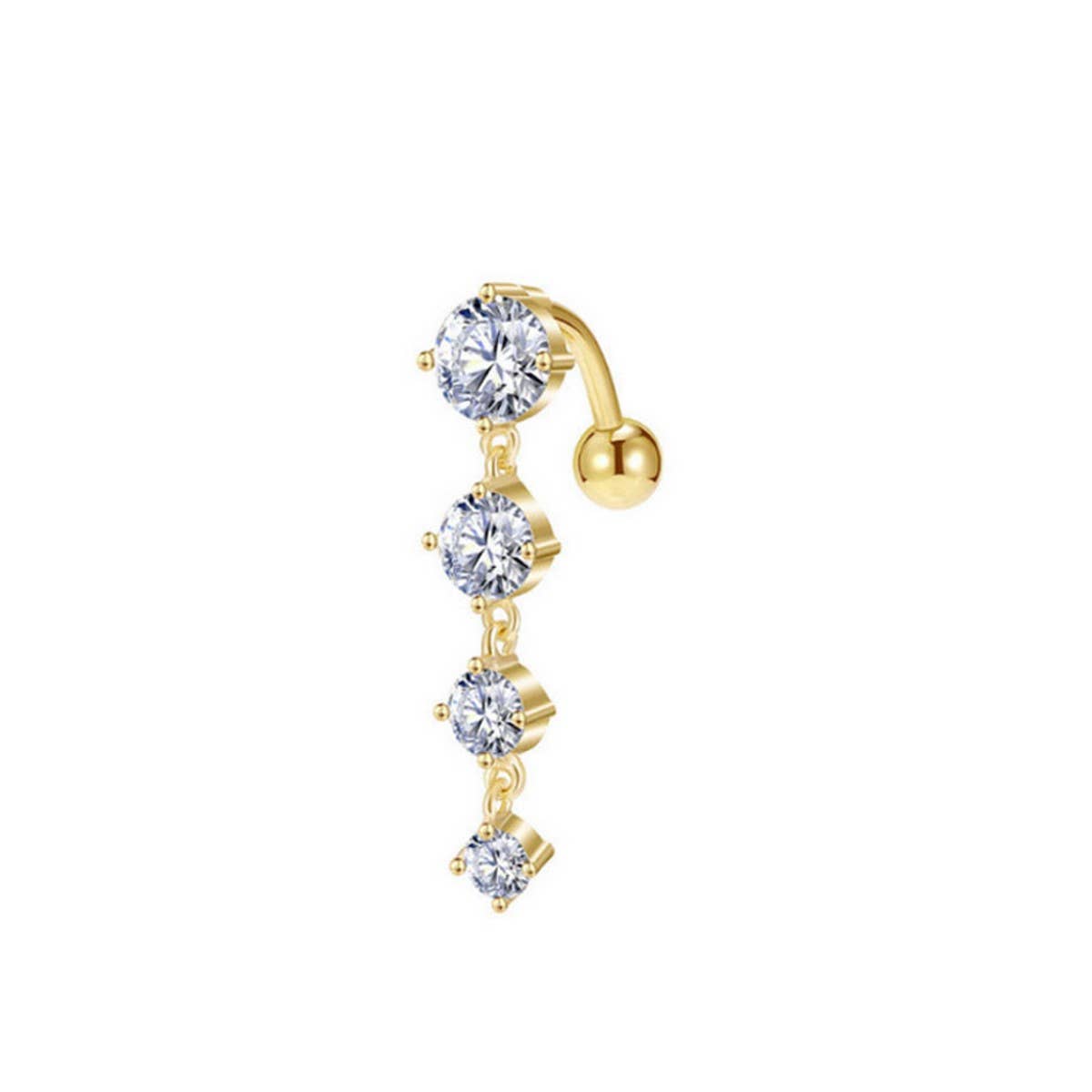4 Zircon Stainless Steel Reversible Belly Ring_CWMM9458