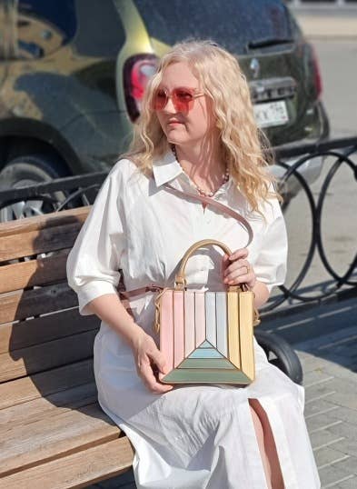 Patchwork rainbow crossbody handbag