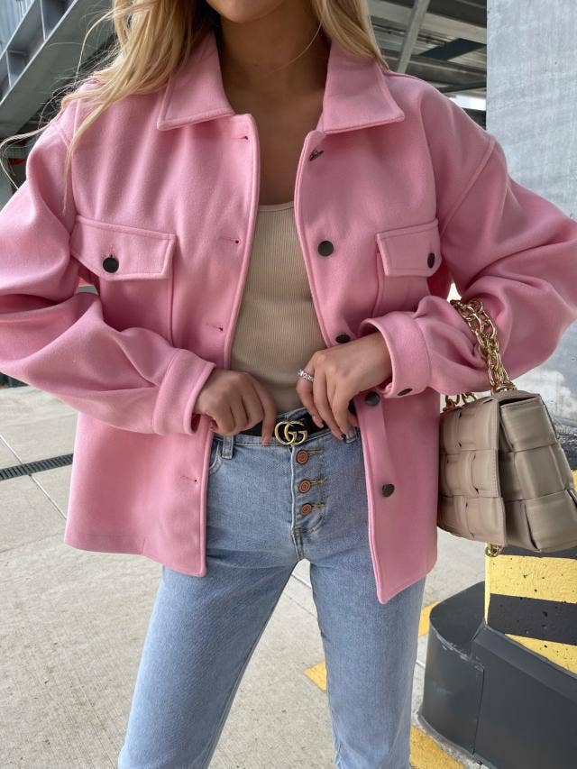 FASHIONABLE SOLID SINGLE-BREASTED WOOL COAT