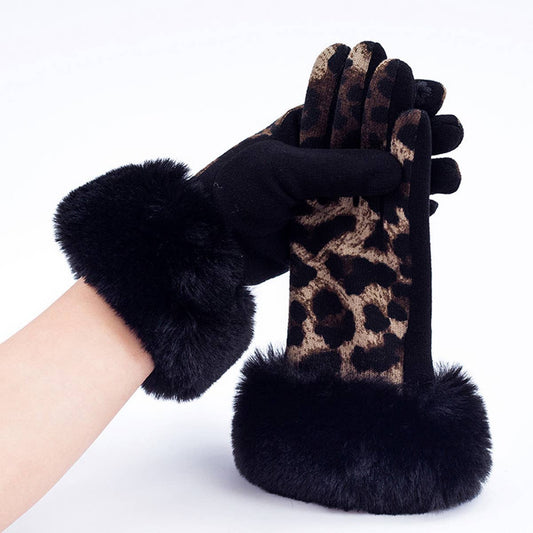 SIMPLE LEOPARD PRINT WARM BREATHABLE GLOVES_CWAG0069