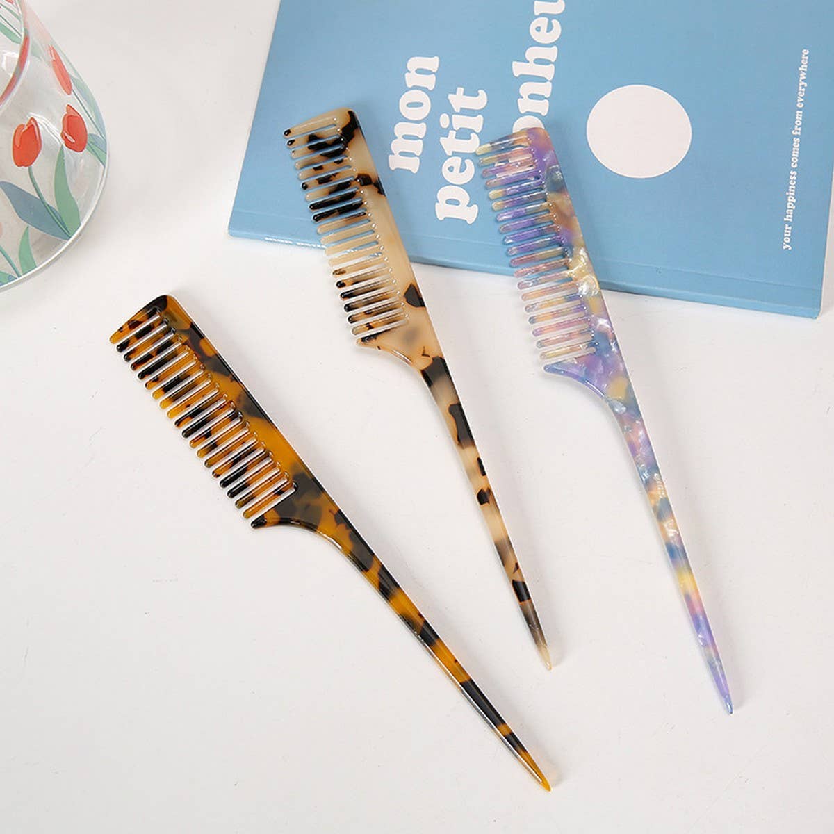 Acetate Long Handle Comb, Elegant Retro Hair Brush_CWMM6430