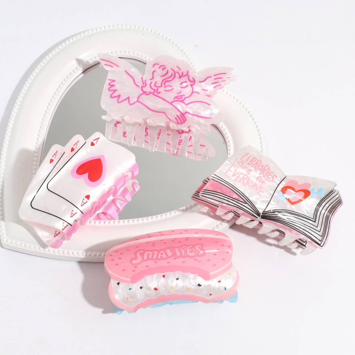 Vintage Acetate Hair Claw - Angel Button Clip