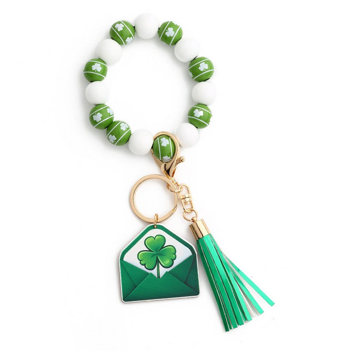 St. Patrick's Day Clover Pendant Bracelet Keychain_CWMM6861