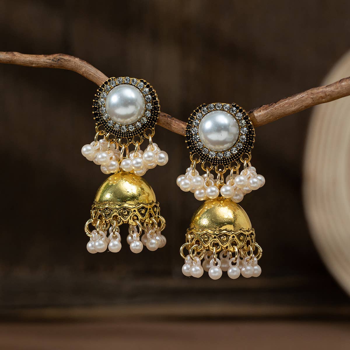 VINTAGE WIND BELL TASSEL EARRINGS