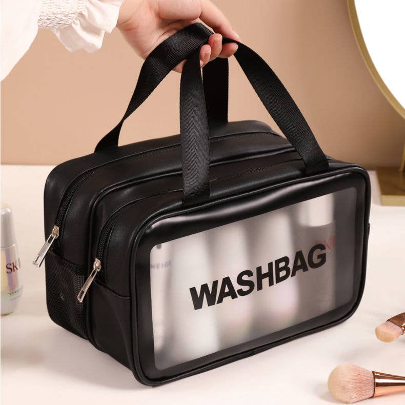 PU dry-wet double-layer separated cosmetic bag