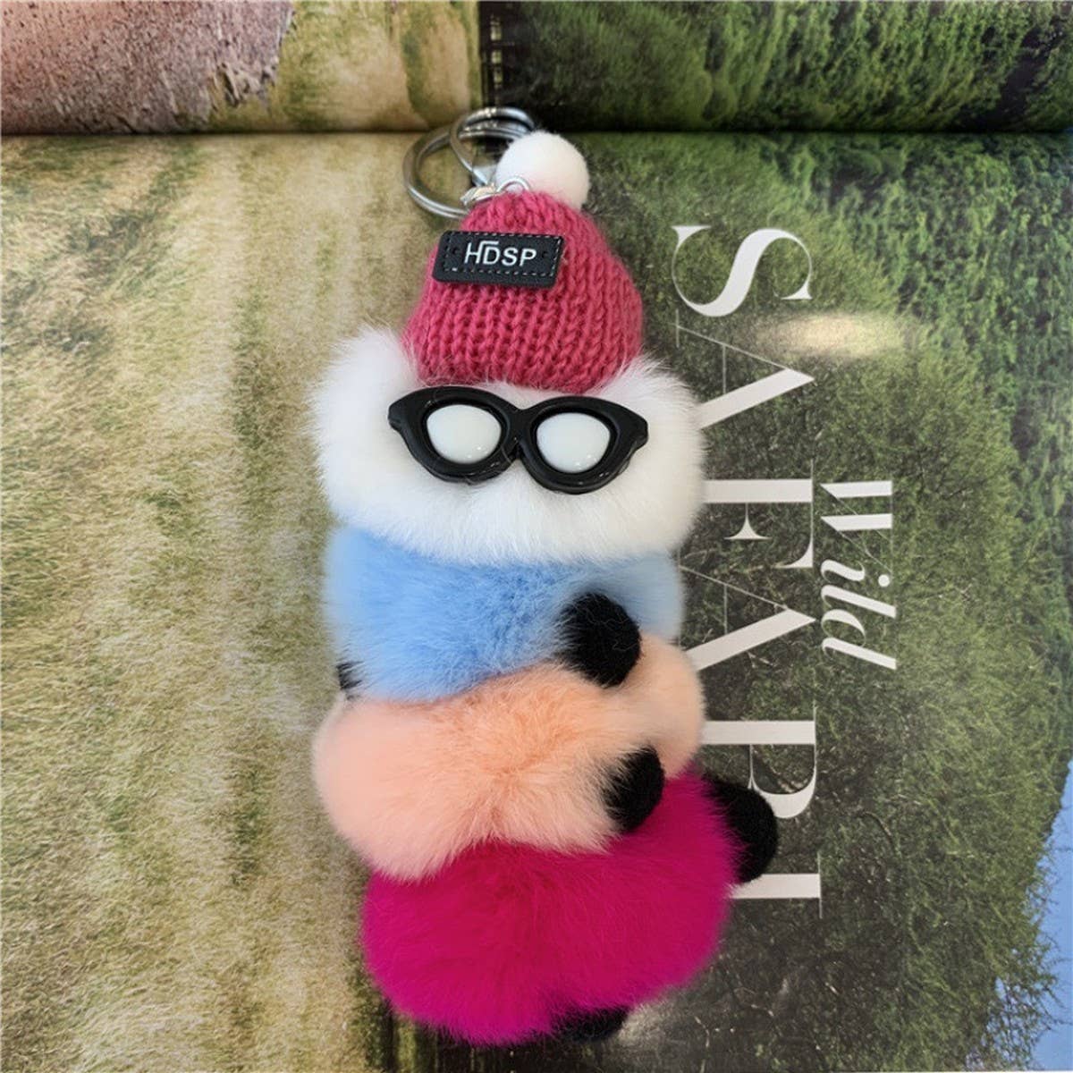 CATERPILLAR BAG PENDANT CUTE PLUSH CAR KEYCHAIN_CWMM2584