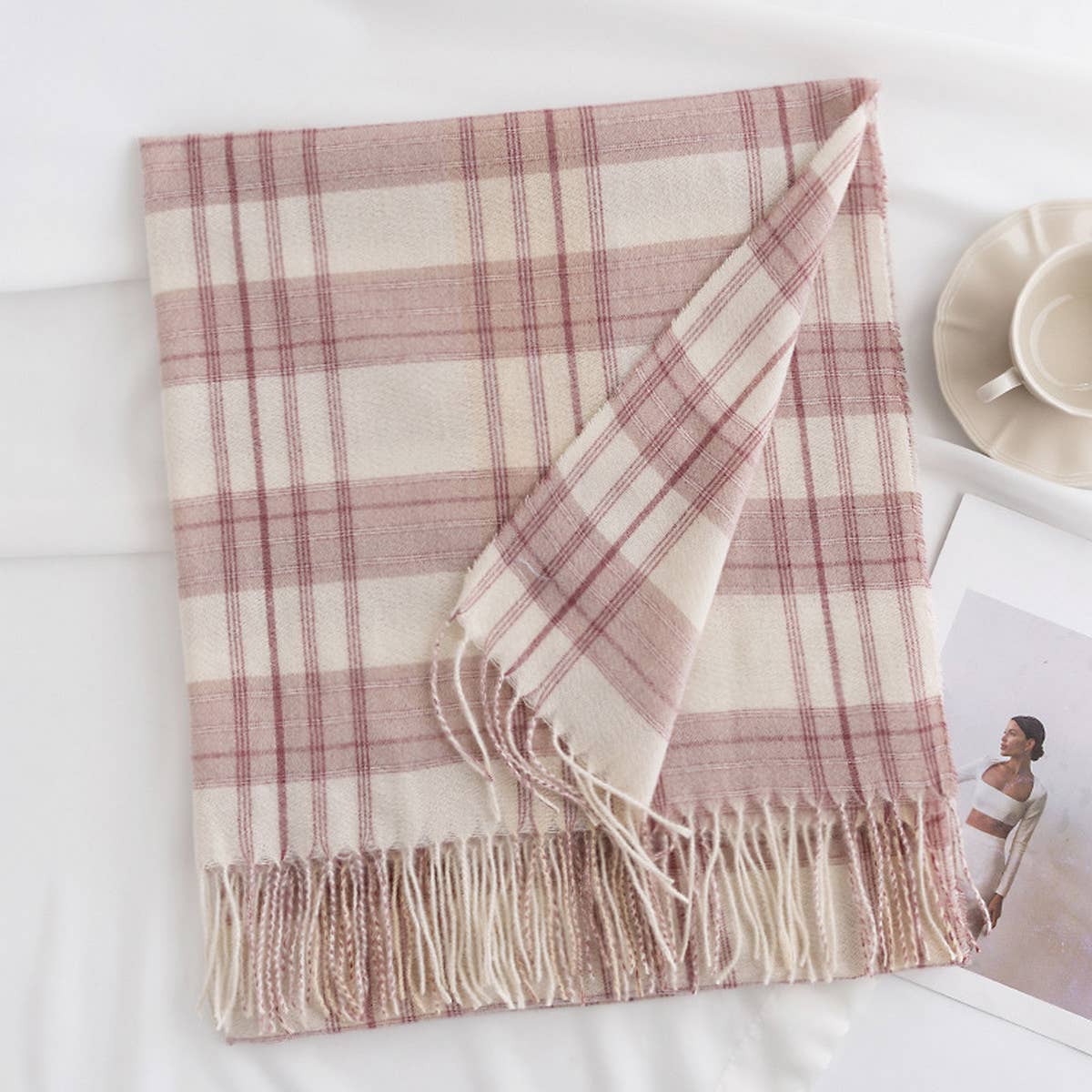 ELEGANT FASHION PLAID ELEGANT WARM SHAWL SCARF