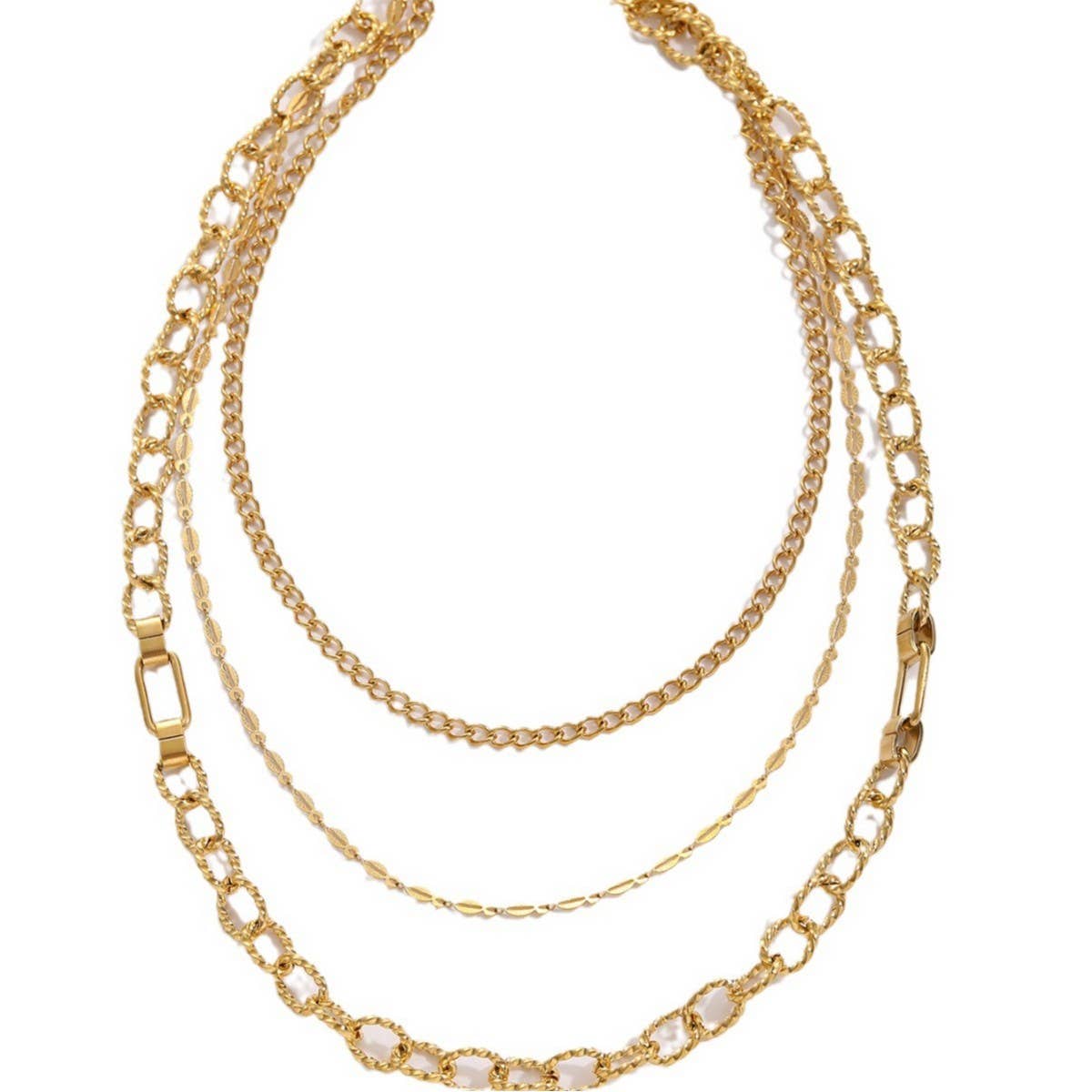 LAYERED STAINLESS STEEL 18K GOLD-PLATED NECKLACE