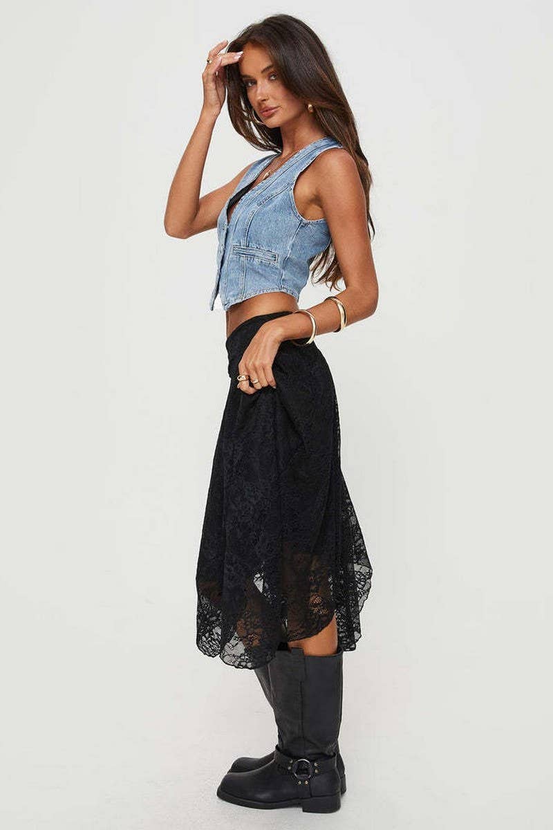 CWBMS0458_SOLID LACE ASYMMETRICAL HEM MIDI SKIRT