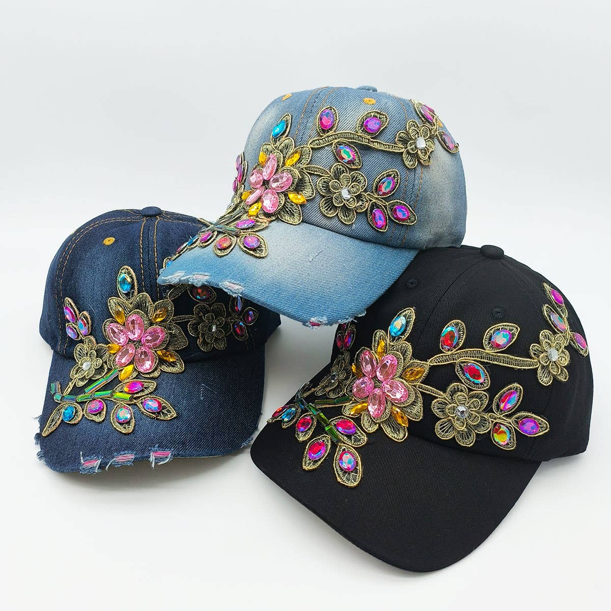 Women's Patch Baseball Cap Rhinestone Sun Hat_CWAH1000