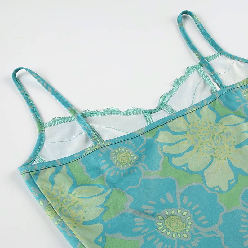 Vintage lace patchwork adjustable straps camisole