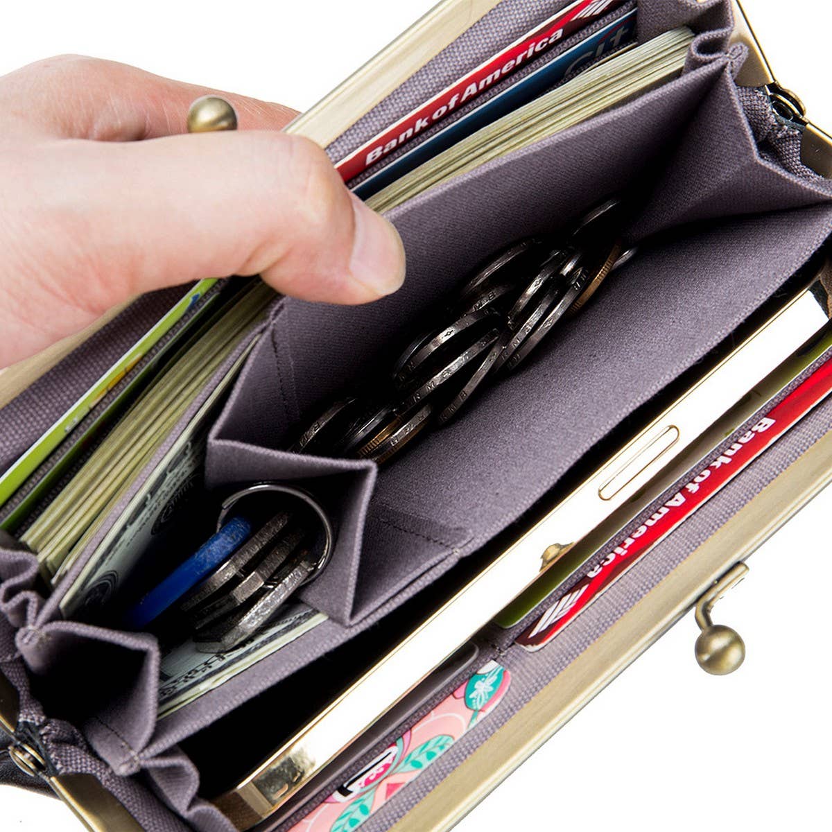 LARGE CAPACITY VINTAGE CLIP BAG LONG LEATHER WALLET_CWAB3746