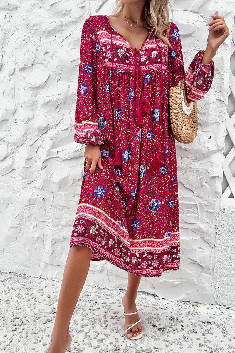 CWDMD4633_SPRING AND SUMMER LEISURE RESORT PRINT DRESS