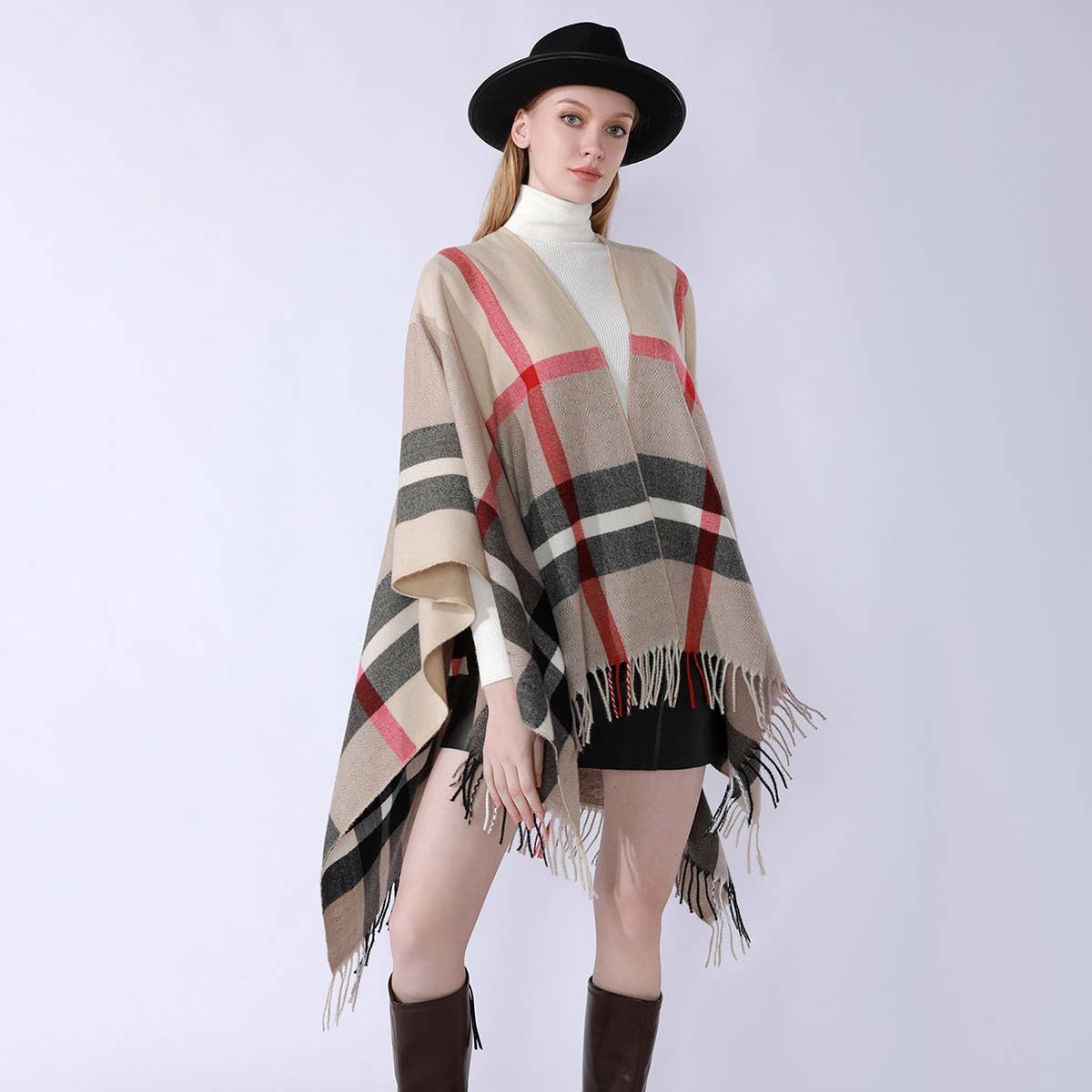 NEW WINTER WARM GRADIENT PLAID TASSEL SHAWL_CWMM2090
