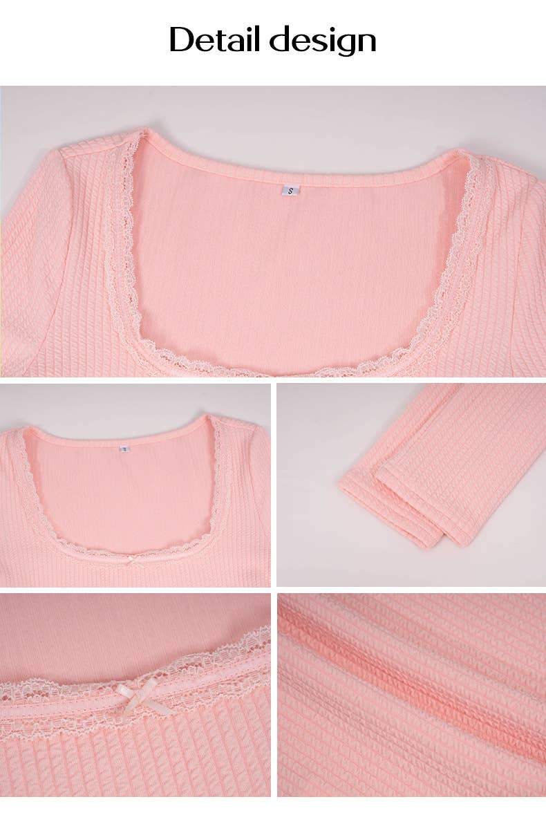 WOMEN'S SLIM-FIT U-NECK LONG SLEEVE TOP