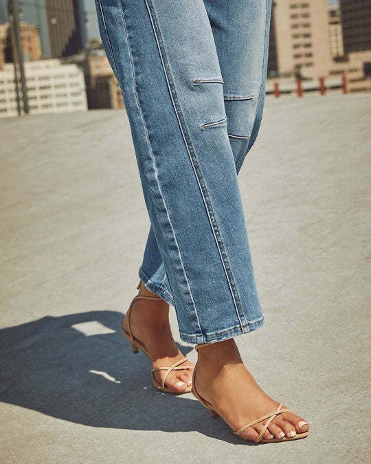 Casual loose mid-waist straight tube wash fashion jeans