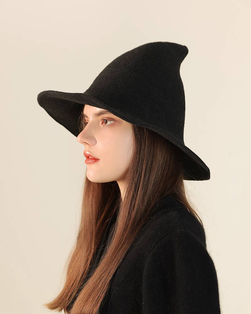 HALLOWEEN CHARACTER WOOL WIZARD HAT WITH BIG BRIM