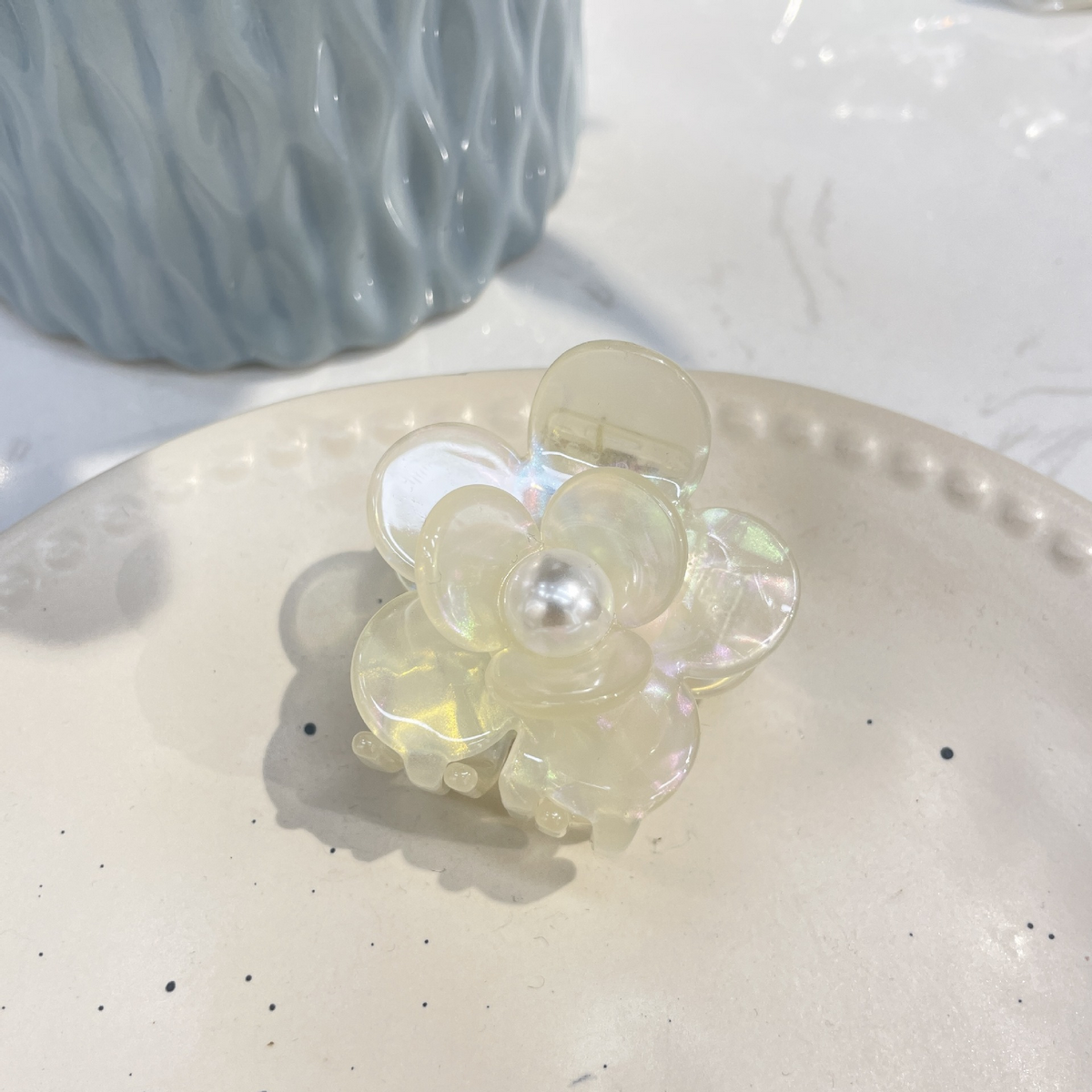 loral Pearl Hair Claw, Rhinestone Elegant Clip